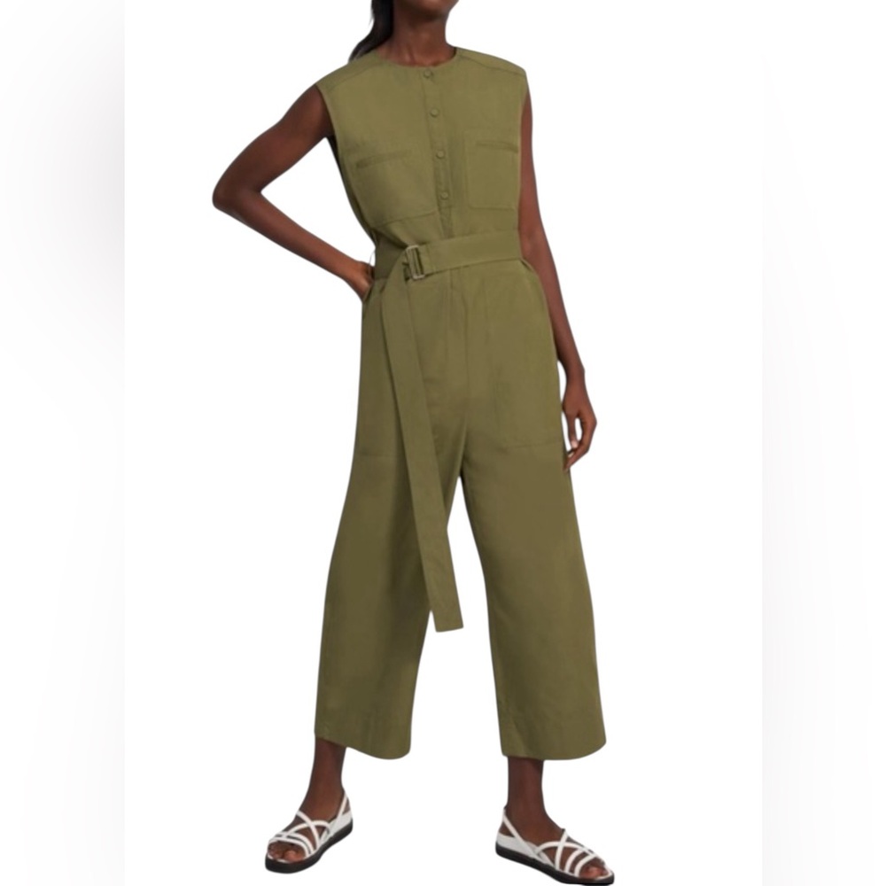 NWT Theory Cargo Jumpsuit Olive Green Sz M